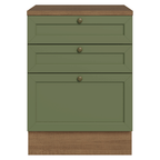 Gabinete Bajo 60 cm 3 Cajones Marrón/Verde Vik Madesa