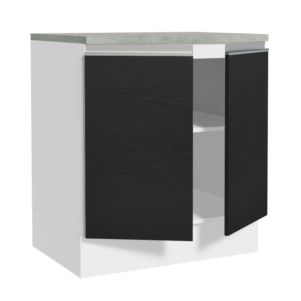 Gabinete Bajo 70 cm 2 Puertas Blanco/Negro Glamy Madesa