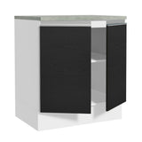 Gabinete Bajo 70 x 60 cm 2 Puertas (Con Encimera) Blanco/Negro Glamy