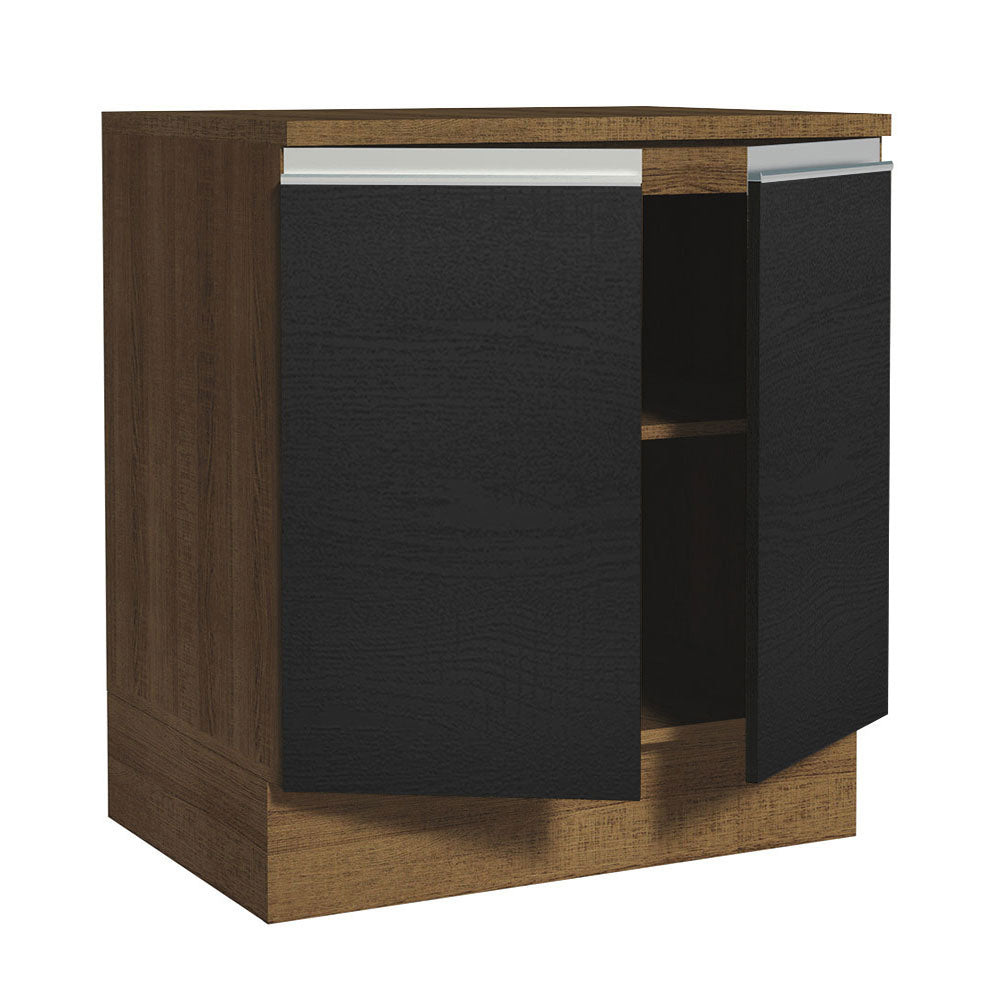 Gabinete Bajo 70 x 60 cm 2 Puertas (Con Encimera) Marrón/Negro Glamy