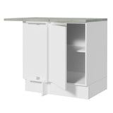 Gabinete Bajo de Esquina de Cocina 60 de Profundidad con 1 Puerta (Con Encimera) Glamy Blanco