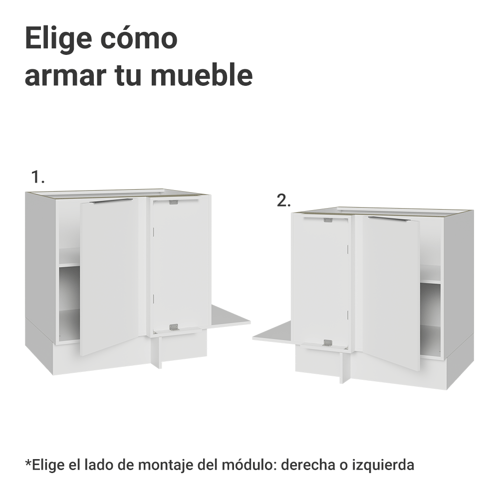 Gabinete Bajo Esquinero 80 cm 1 Puerta Sin Encimera Blanco Stella Madesa