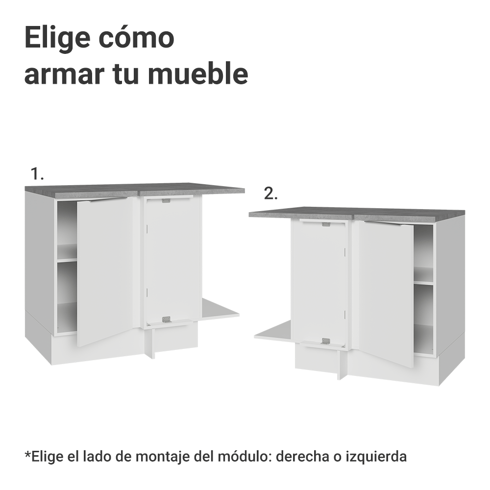 Gabinete Bajo Esquinero 102 cm 1 Puerta Blanco Stella Madesa