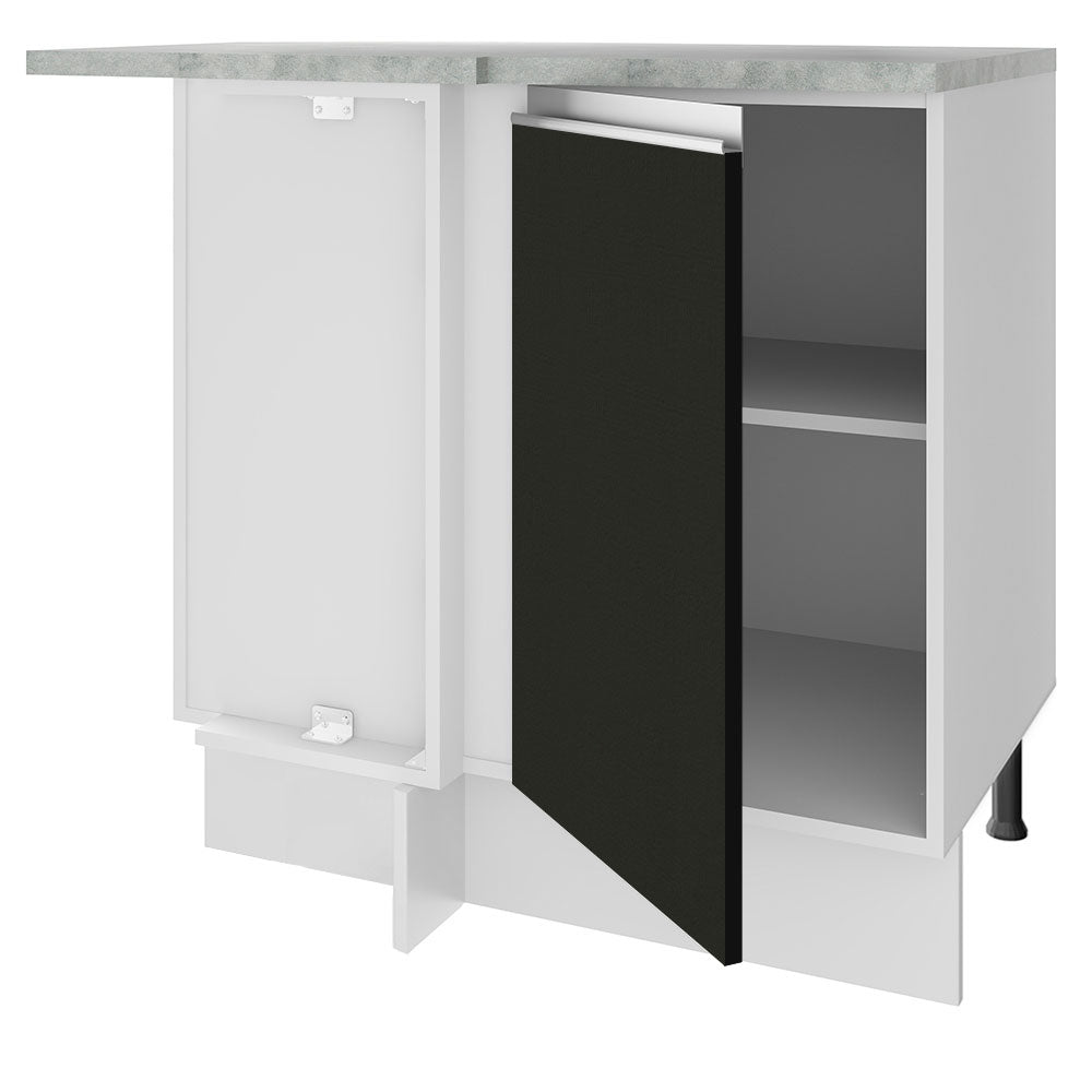 Gabinete Bajo Esquinero 102 cm 1 Puerta Blanco/Negro Glamy Madesa
