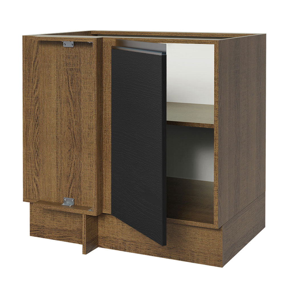 Gabinete Bajo Esquinero 80 cm 1 Puerta Sin Encimera Marrón/Negro Glamy Madesa