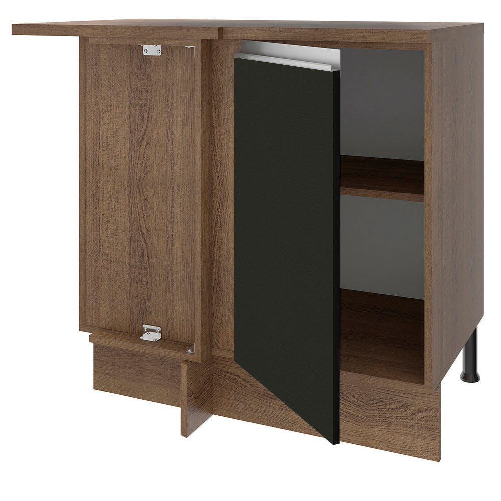 Gabinete Bajo Esquinero 102 cm 1 Puerta Marrón/Negro Glamy Madesa