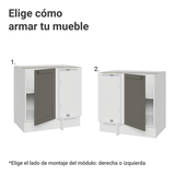 Gabinete Bajo Esquinero para Línea de 60 cm Profundidad (Sin encimera) Blanco/Gris Vik Madesa
