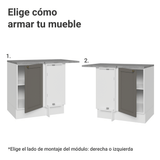 Gabinete Bajo Esquinero para Línea de 60 cm Profundidad (Con Encimera) Blanco/Gris Vik Madesa