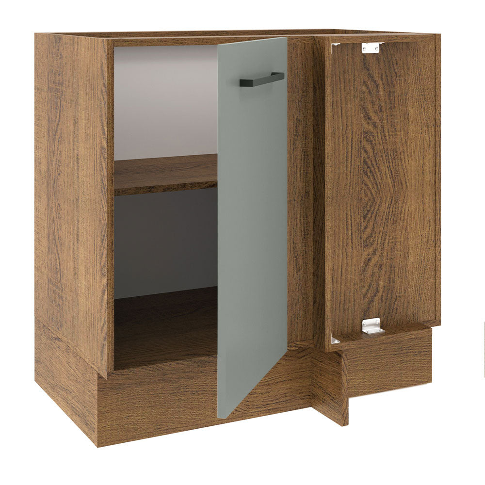 Gabinete Bajo de Esquina de Cocina 60 de Profundidad con 1 Puerta (Sin Encimera) Agata Marrón/Gris