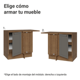 Gabinete Bajo Esquinero para Línea de 60 cm Profundidad (Con Encimera) Marrón/Gris Vik Madesa