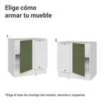 Gabinete Bajo Esquinero 80 cm 1 Puerta Sin Encimera Blanco/Verde Vik Madesa