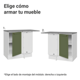 Gabinete Bajo Esquinero para Línea de 60 cm Profundidad (Con Encimera) Blanco/Verde Vik Madesa