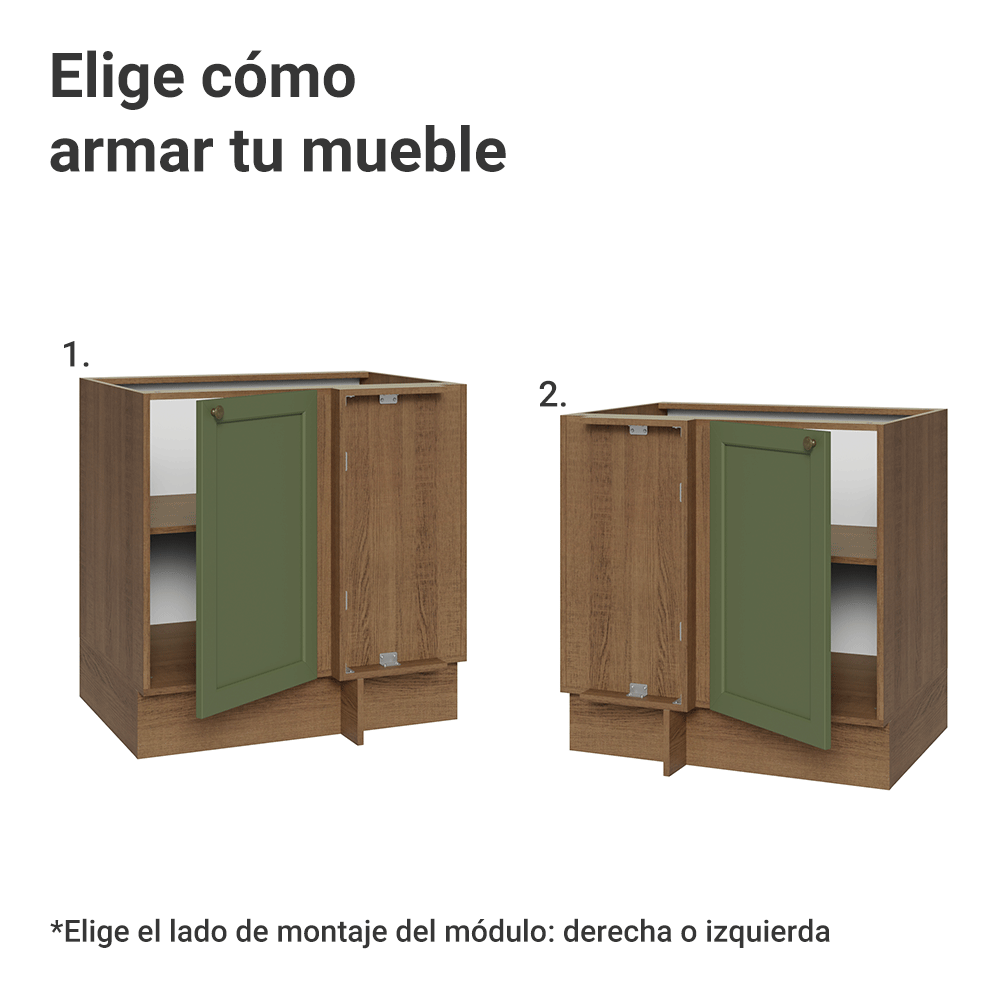 Gabinete Bajo Esquinero para Línea de 60 cm Profundidad (Sin encimera) Marrón/verde Vik Madesa