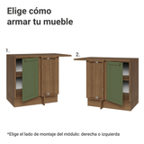 Gabinete Bajo Esquinero para Línea de 60 cm Profundidad (Con Encimera) Marrón/Verde Vik Madesa