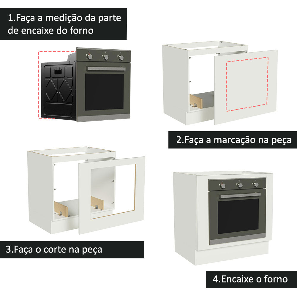 Gabinete Bajo para Horno de Empotrar 80 cm Sin Encimera Blanco Agata, Glamy y Lux Madesa