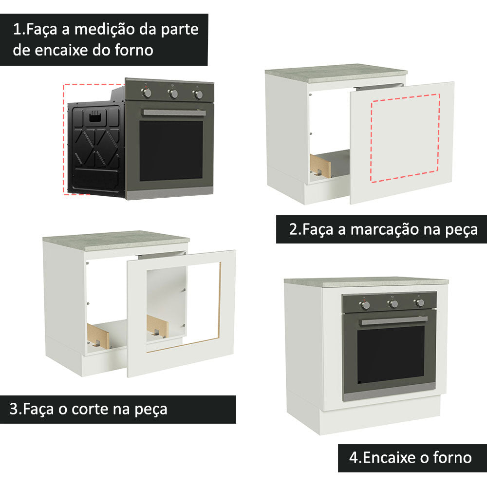 Gabinete Bajo para Horno de Empotrar 80 cm Blanco Agata, Glamy y Lux Madesa