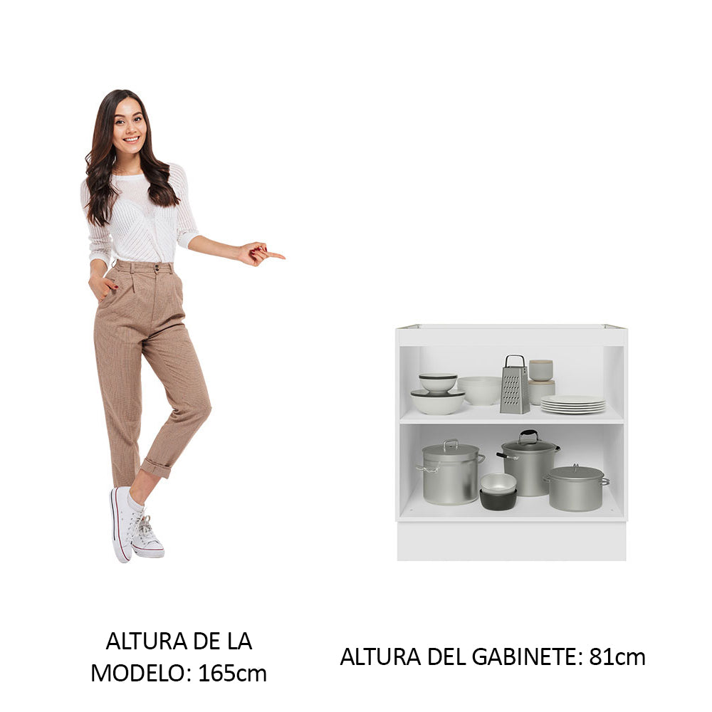 Gabinete Bajo 80 cm 2 Puertas Sin Encimera Blanco Stella Madesa