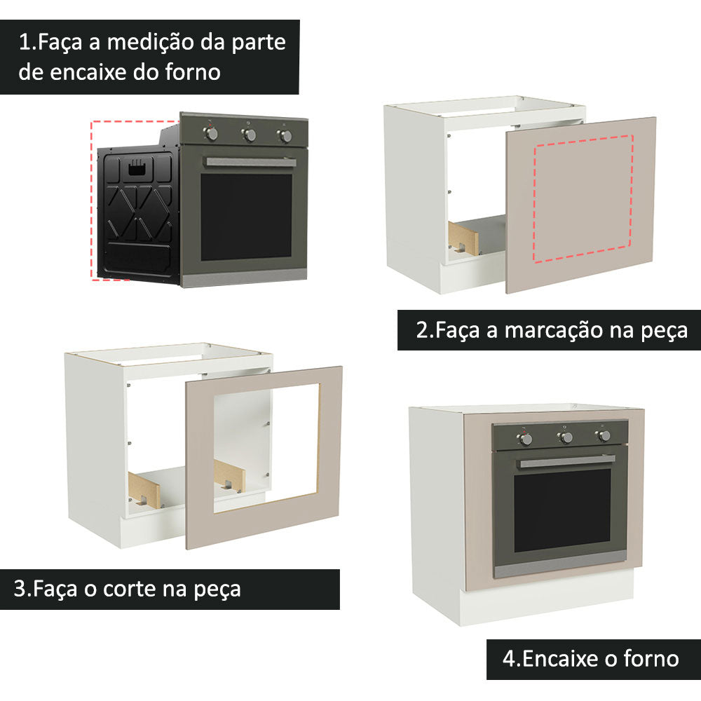 Gabinete Bajo para Horno de Empotrar 80 x 60cm Sin Encimera Blanco/Crema Agata, Glamy y Lux