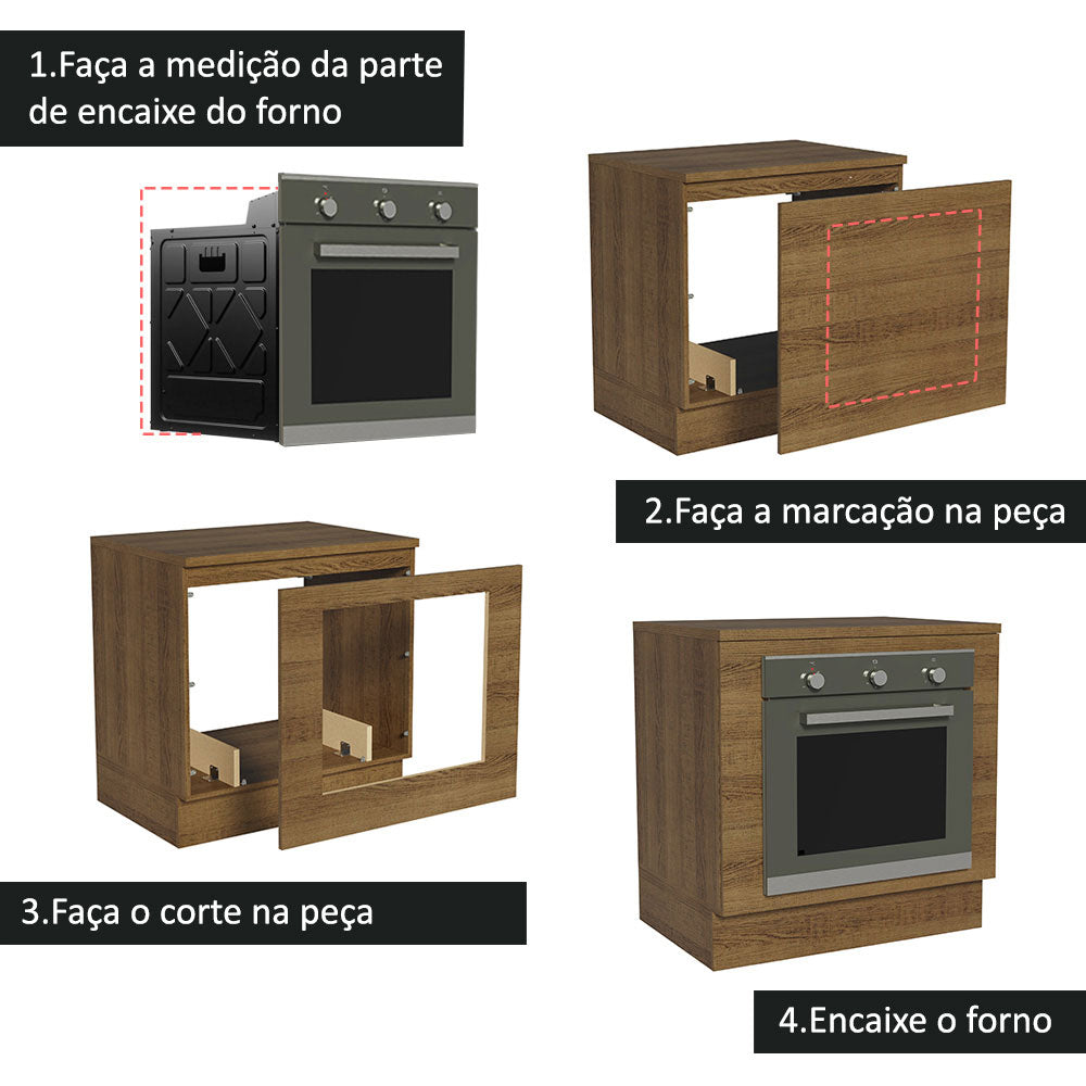 Gabinete Bajo para Horno de Empotrar 80 x 60cm Con Encimera Marrón Agata, Glamy y Lux