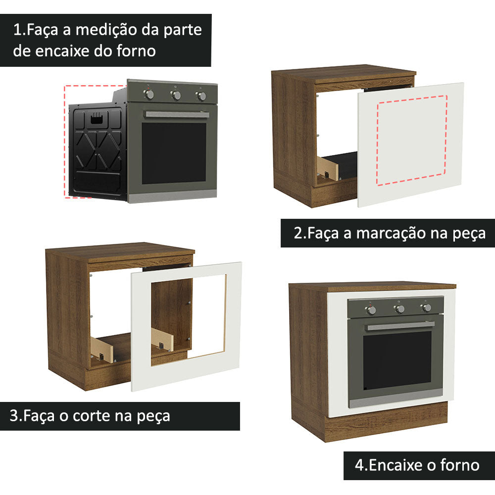 Gabinete Bajo para Horno de Empotrar 80 x 60cm Con Encimera Marrón/Blanco Agata, Glamy y Lux