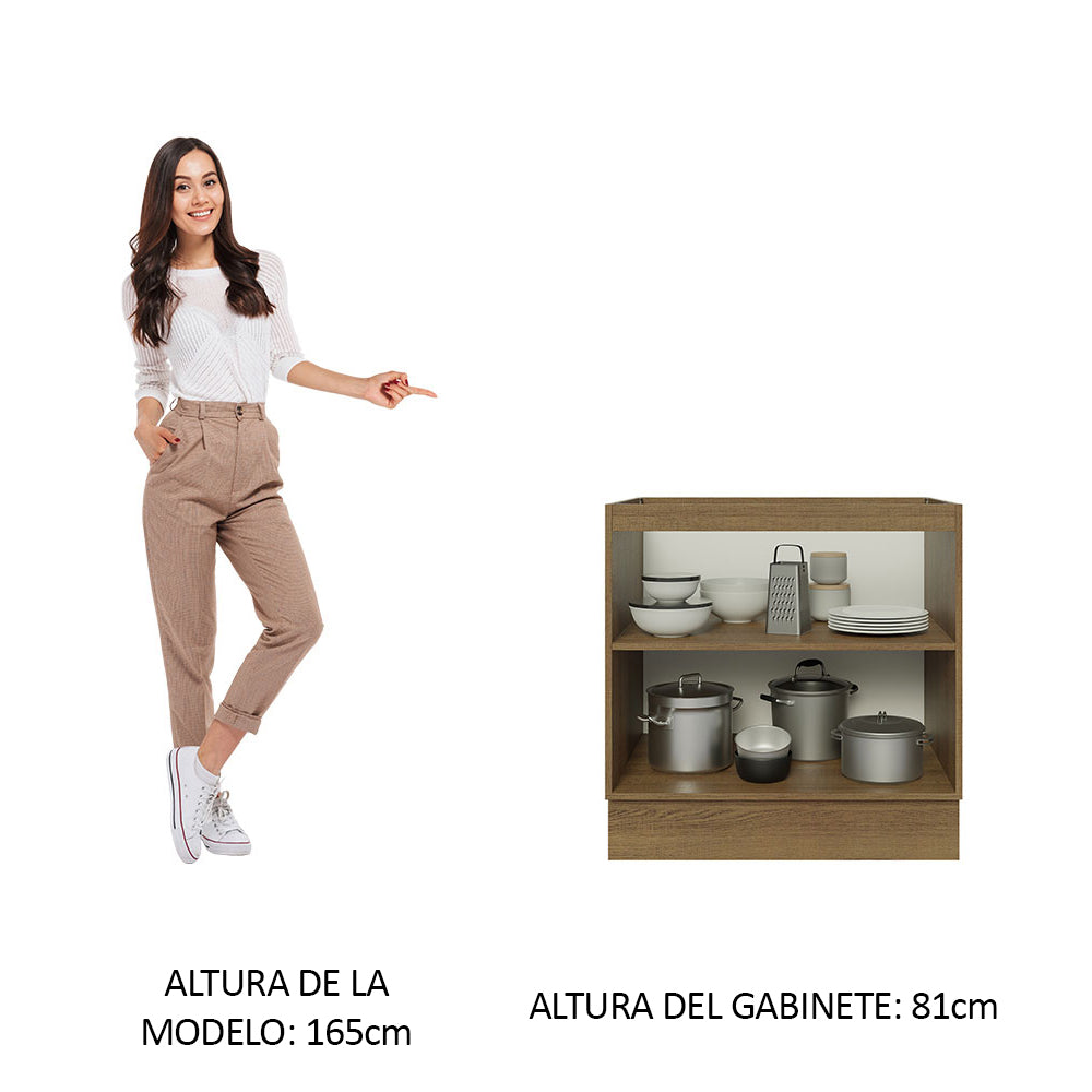 Gabinete Bajo 80 cm 2 Puertas Sin Encimera Marrón/Blanco Stella Madesa
