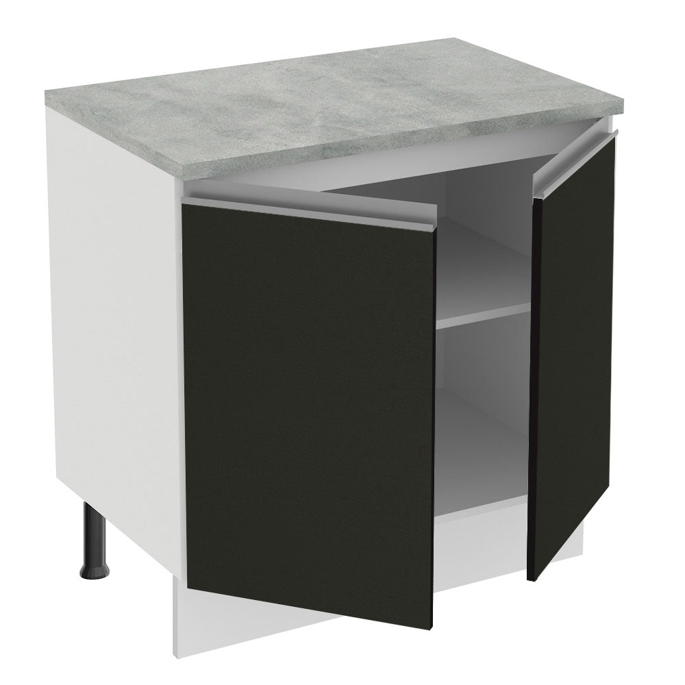 Gabinete Bajo 80 cm 2 Puertas Blanco/Negro Glamy Madesa