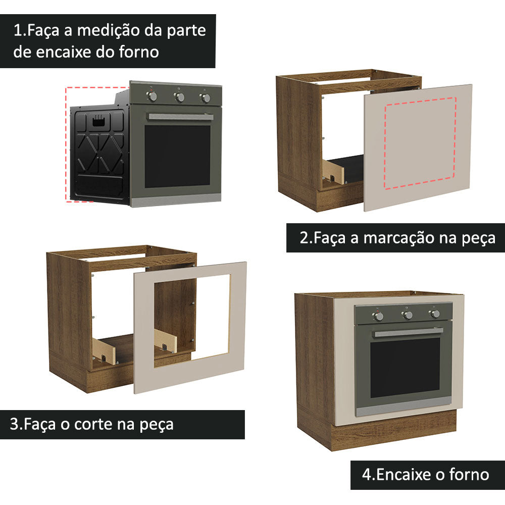 Gabinete Bajo para Horno de Empotrar 80 x 60cm Sin Encimera Marrón/Crema Agata, Glamy y Lux