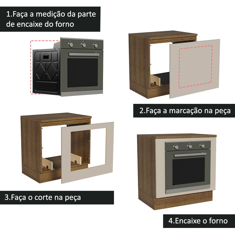 Gabinete Bajo para Horno de Empotrar 80 x 60cm Con Encimera Marrón/Crema Agata, Glamy y Lux