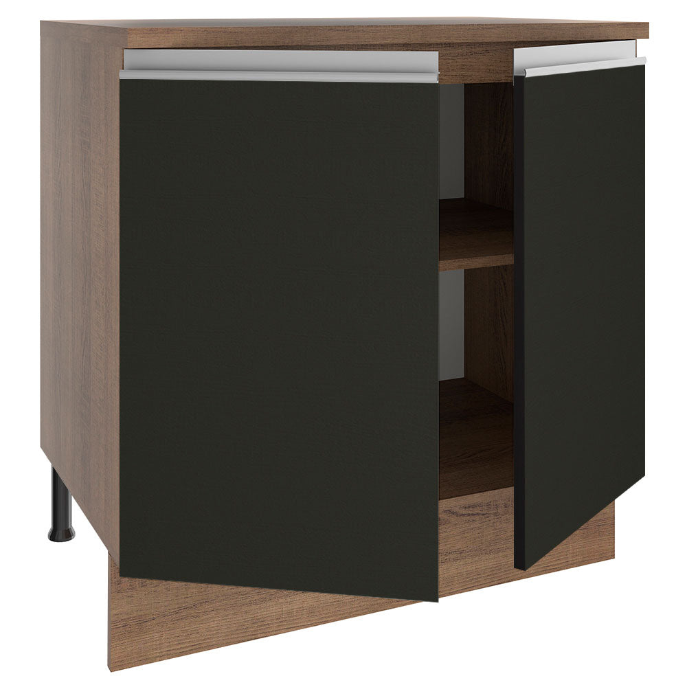 Gabinete Bajo 80 cm 2 Puertas Marrón/Negro Glamy Madesa