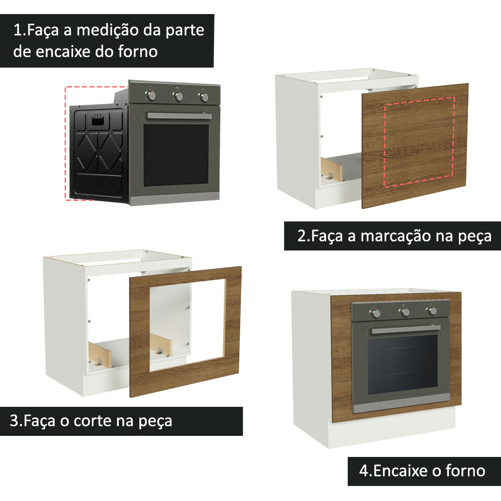 Gabinete Bajo para Horno de Empotrar 80 x 60cm Sin Encimera Blanco/Marrón Agata, Glamy y Lux