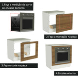 Gabinete Bajo para Horno de Empotrar 80 x 60cm Con Encimera Blanco/Marrón Agata, Glamy y Lux