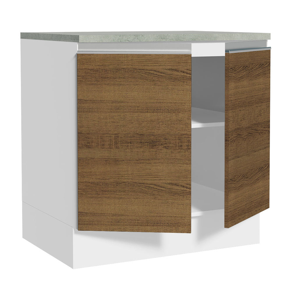 Gabinete Bajo 80 cm 2 Puertas Blanco/Marrón Glamy Madesa