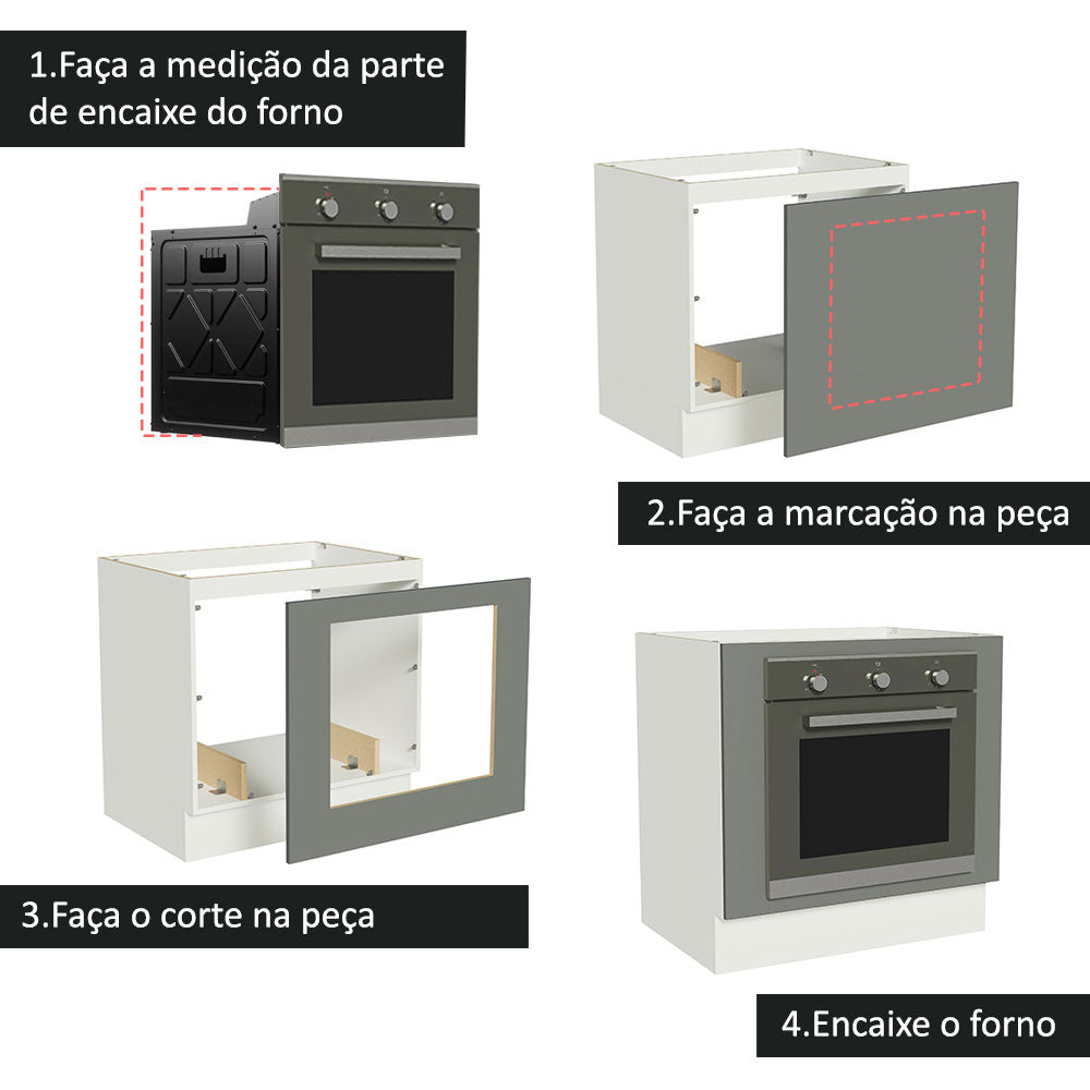 Gabinete Bajo para Horno de Empotrar 80 cm Sin Encimera Blanco/Gris Agata Madesa