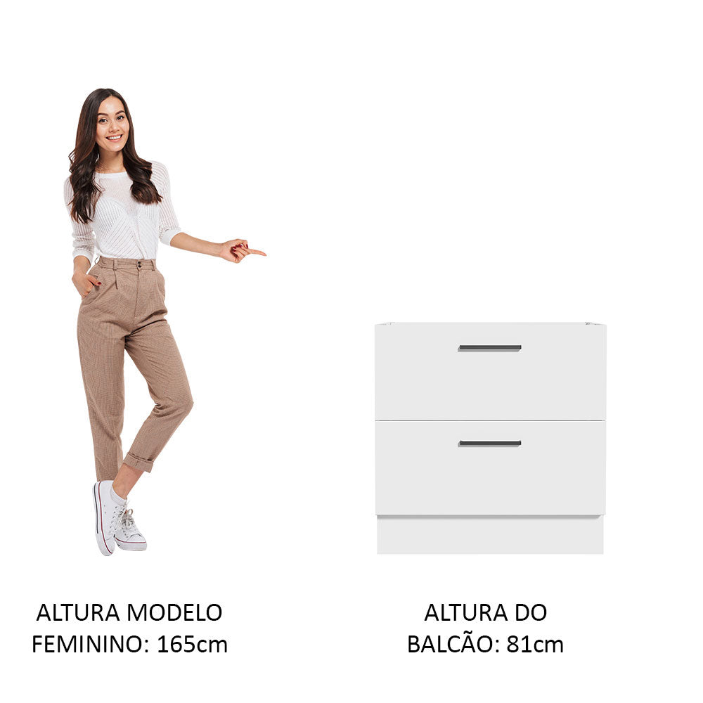 Gabinete Bajo 80 cm 2 Cajones Sin Encimera Blanco Agata Madesa