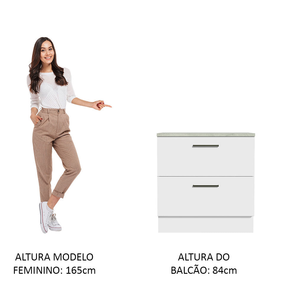 Gabinete Bajo 80 cm 2 Cajones Blanco Agata Madesa