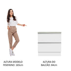 Gabinete Bajo 80 cm 2 Cajones Blanco Glamy Madesa