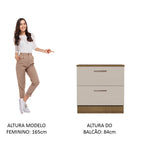 Gabinete Bajo 80 cm 2 Cajones Marrón/Crema Agata Madesa