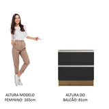 Gabinete Bajo 80 x 60 cm 2 Cajones (Sin Encimera) Glamy Marrón/Negro
