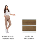 Gabinete Bajo 80 cm 2 Cajones Blanco/Marrón Glamy Madesa