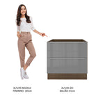 Gabinete Bajo 80 cm 2 Cajones Sin Encimera Marrón/Gris Lux Madesa