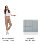 Gabinete Bajo 80 cm 2 Cajones Blanco/Gris Lux Madesa