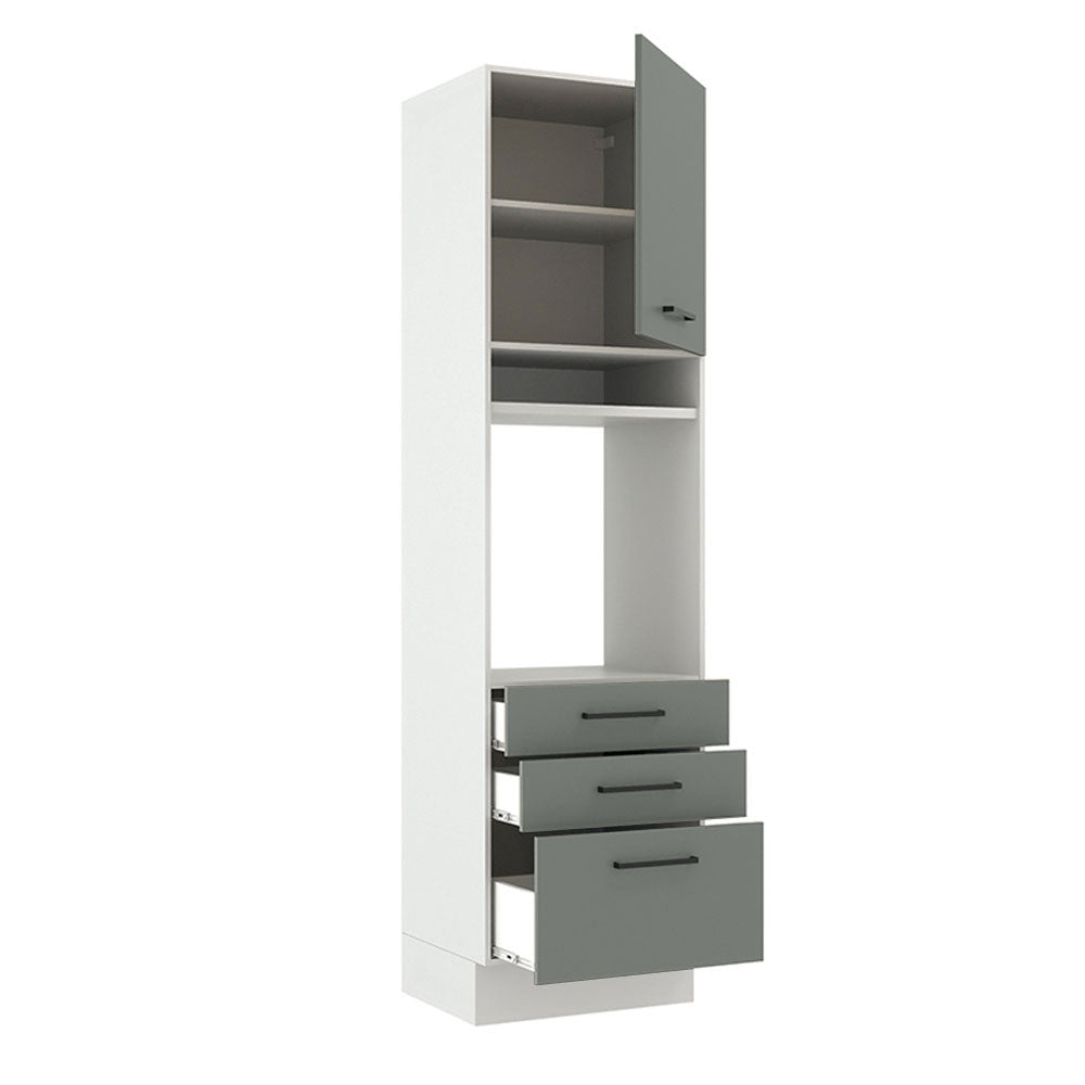 Mueble de Cocina para Horno 60 x 60 cm 1 Puerta 3 Cajones Agata Blanco/Gris