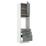 Mueble de Cocina para Horno 60 x 60 cm 1 Puerta 3 Cajones Agata Blanco/Gris
