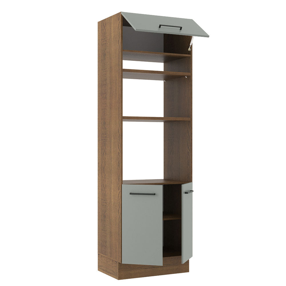 Mueble de Cocina para Horno 70 x 60 cm 3 Puertas Agata Marrón/Gris