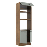 Mueble de Cocina para Horno 70 x 60 cm 3 Puertas Agata Marrón/Gris