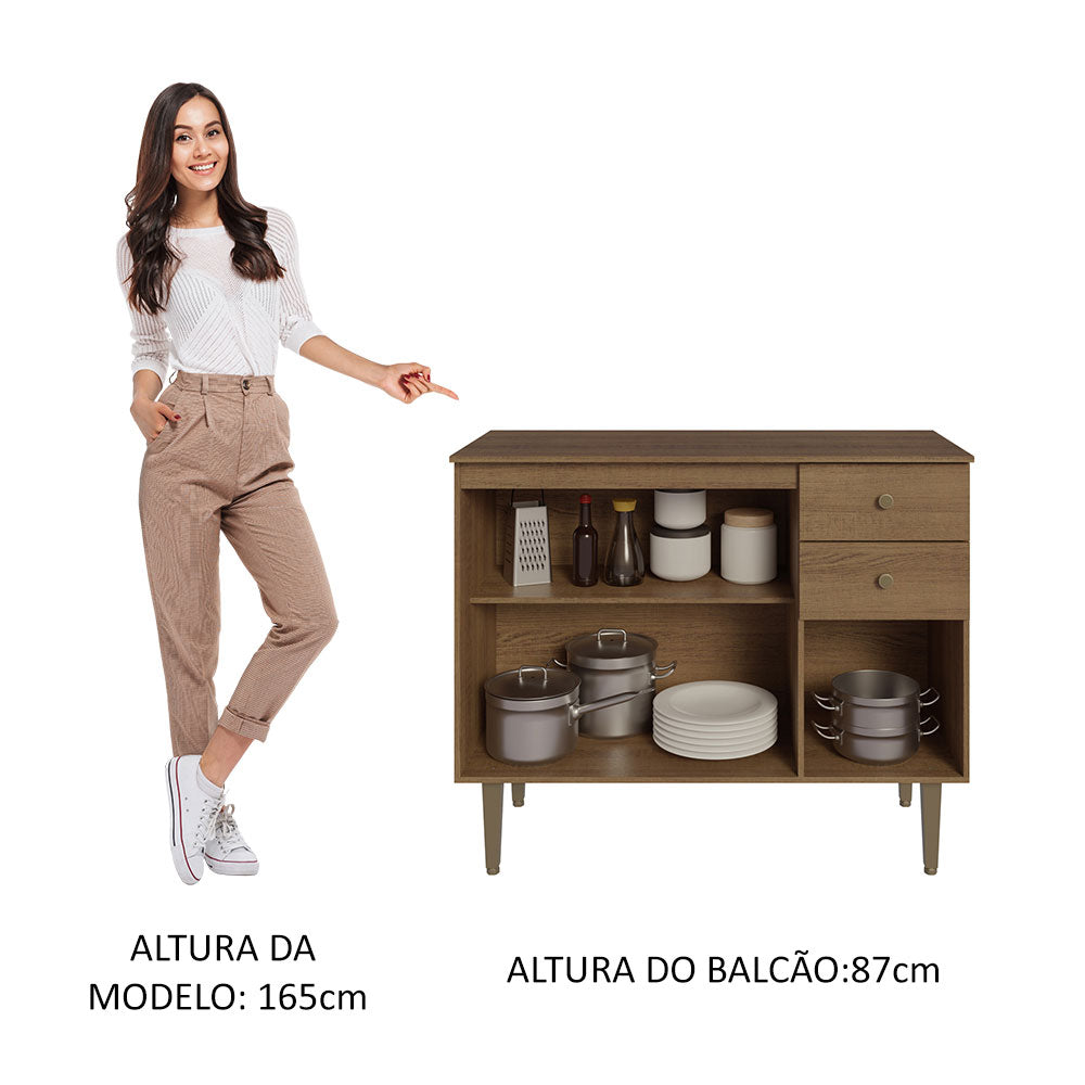 Gabinete Bajo para Fregadero 105 cm 3 Puertas 2 Cajones Marrón Gourmet Madesa