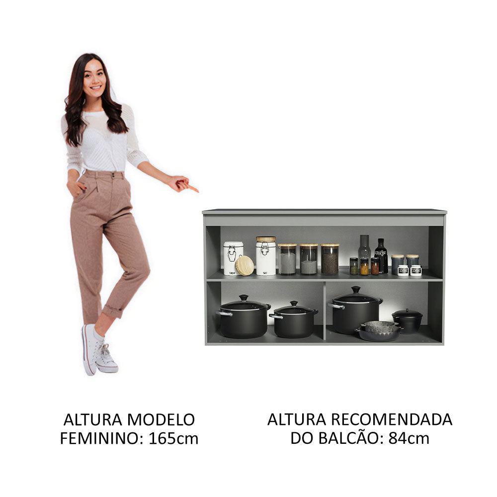 Gabinete Bajo para Fregadero 120 cm 2 Puertas Sin Patas Nice Gris