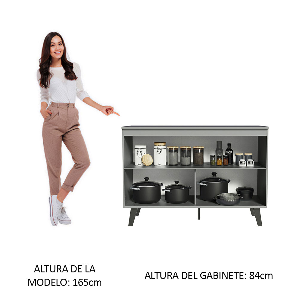 Gabinete Bajo 2 Puertas Con Patas Gris Nice Madesa