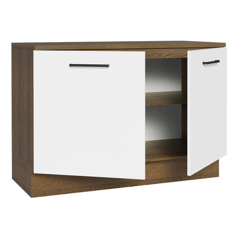 Mueble de Cocina para Fregadero 120 cm 2 Puertas (con Tablero) Marrón/Blanco Agata Madesa