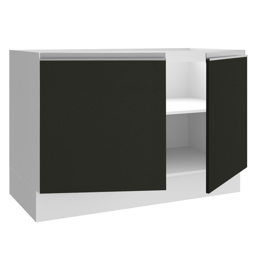 Gabinete Bajo para Fregadero 120 cm 2 Puertas (Sin Encimera ni Fregadero) Blanco/Negro